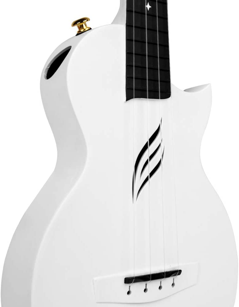 Enya NOVA U Concert 23” Ukulele - White - Carbon Fiber Travel Ukulele  - With Beginner Kit includes Case, Picks (2 pcs), Strap, Strings, Capo and Polish Cloth