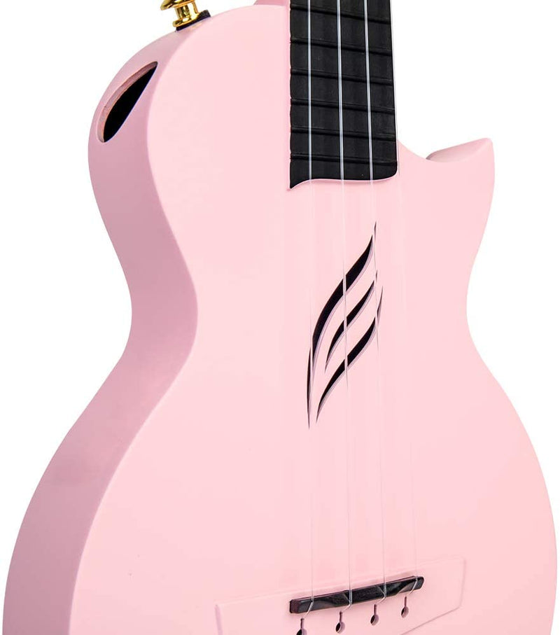 Enya NOVA U Concert 23” Ukulele - Pink - Carbon Fiber Travel Ukulele  - With Beginner Kit includes Case, Picks (2 pcs), Strap, Strings, Capo and Polish Cloth