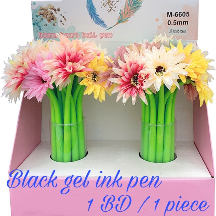 Creative Artificial Flower Pen - Needle Chrysanthemum Shaped - 0.5 mm Black Gel Ink Pen (one piece)