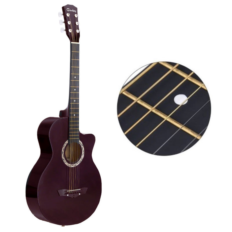 Cowboy Acoustic 38" Guitar - Brown – Basswood - With Beginner Kit includes Cover, Picks (5 pcs), Tuner