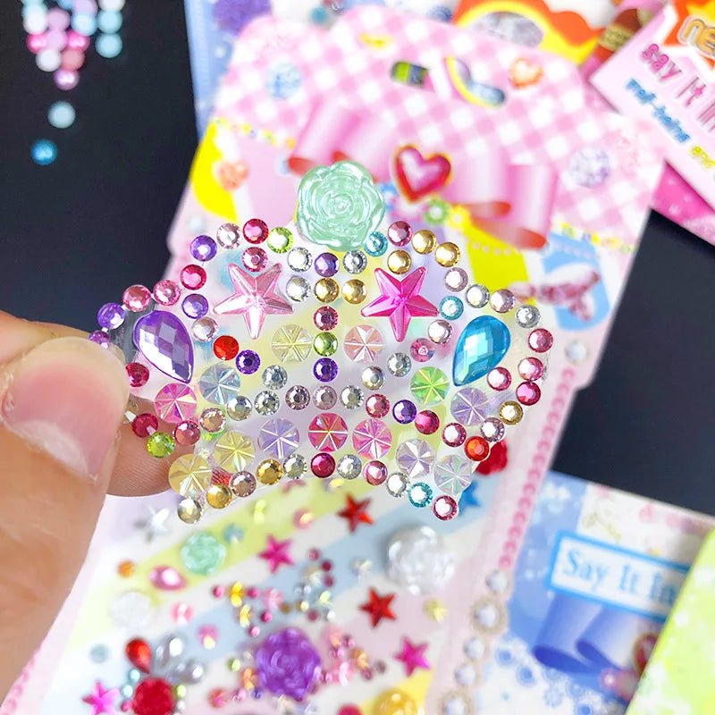 1 Sheet Sticker Rhinestones Acrylic Beads Scrapbooking Car Book Memo Decoration - Kids Toy DIY Art Craft - Style D