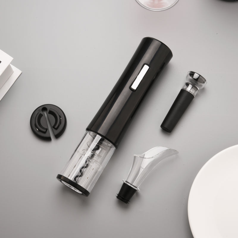 Electric Wine Opener Makes Opening Bottles Fast - Battery-Operated 4-Piece Corkscrew Set Comes With A Foil Cutter - Pourer - Vacuum Wine Stopper