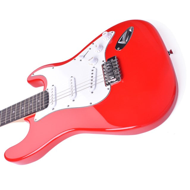 Deviser Electric Guitar - Red - Basswood - With Beginner Kit Includes Cover, Picks (5 pcs), Tuner, Strap, Electric Guitar Cable