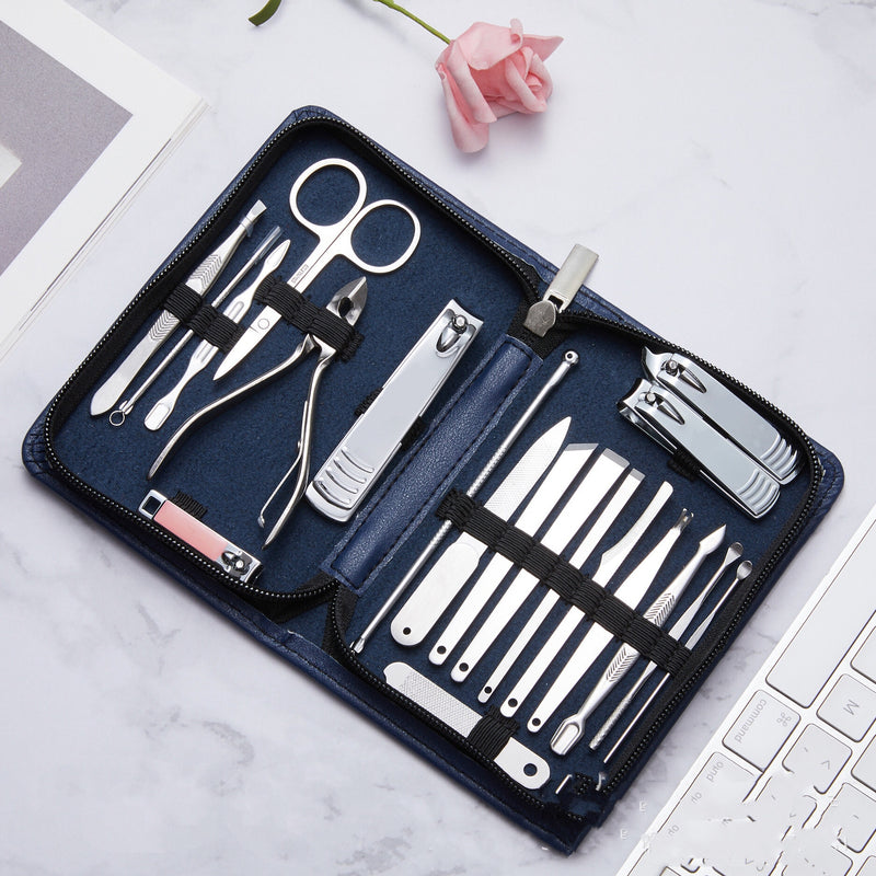 Travel Mini Manicure set - Nail Clipper set 20 in 1 - Stainless Steel Pedicure Care Grooming kit with Case