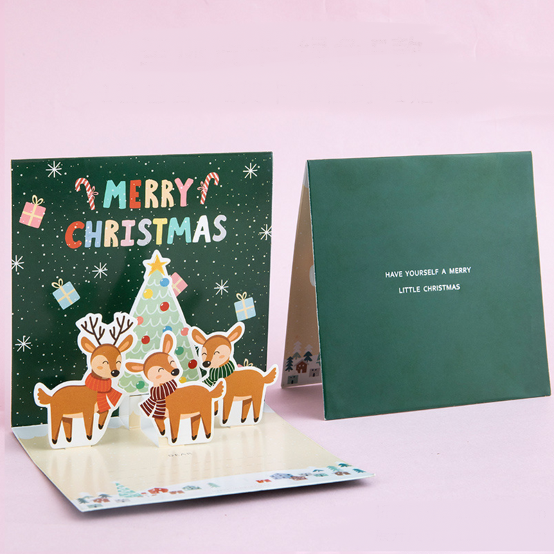 Christmas 3D Pop Up Card - Mini Creative Qute Christmas Greeting Card