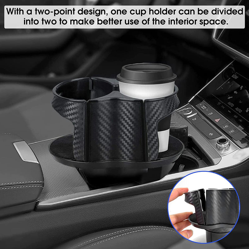 Multifunctional Car Cup Holder - 2 in 1 Car Cup Holder Expander Adapter - Universal Double Cup Holder with Elastic Open-Close Cup Mouth - Adjustable Bracket - Fit for Most Hydro Flask and Bottles