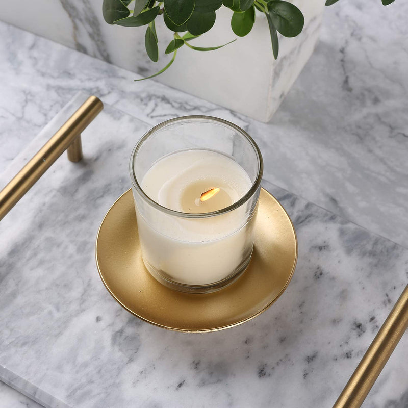Gold Candlestick Set ( 2 Pieces ) - 4.33 Inch Diameter Metal - For Cylindrical Candle - Wedding Party Festival Decoration