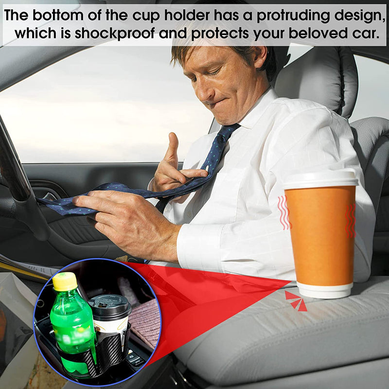 Multifunctional Car Cup Holder - 2 in 1 Car Cup Holder Expander Adapter - Universal Double Cup Holder with Elastic Open-Close Cup Mouth - Adjustable Bracket - Fit for Most Hydro Flask and Bottles