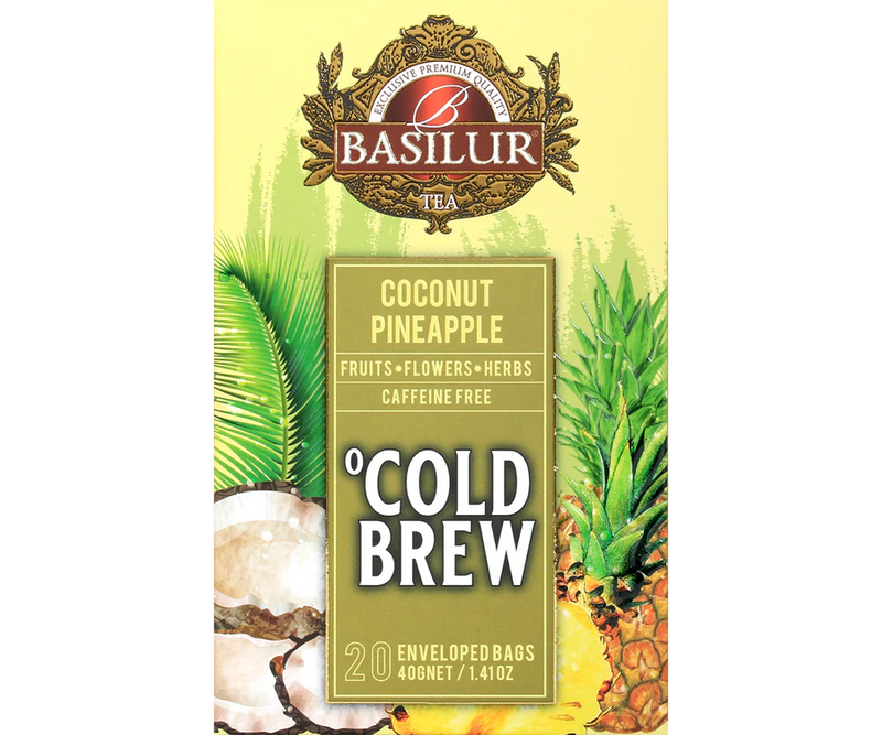 BASILUR TEA - Tea Bag - Cold Brew - Coconut Pineapple - Enveloped Tea Bags 20 Bags