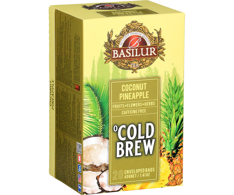 BASILUR TEA - Tea Bag - Cold Brew - Coconut Pineapple - Enveloped Tea Bags 20 Bags