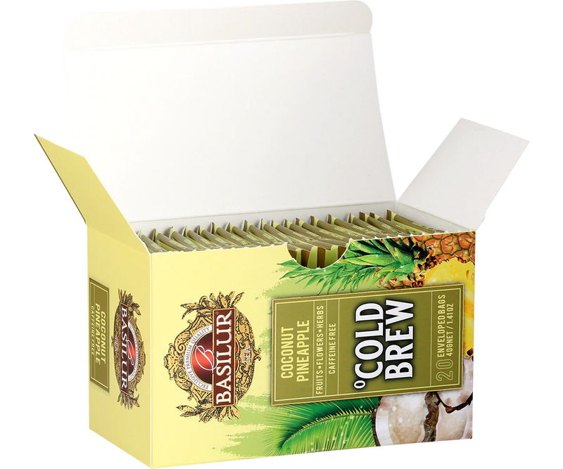 BASILUR TEA - Tea Bag - Cold Brew - Coconut Pineapple - Enveloped Tea Bags 20 Bags