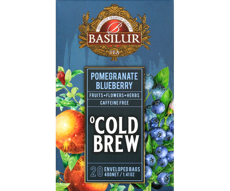 BASILUR TEA - Tea Bag - Cold Brew - Pomegranate Blueberry - Enveloped Tea Bags 20 Bags