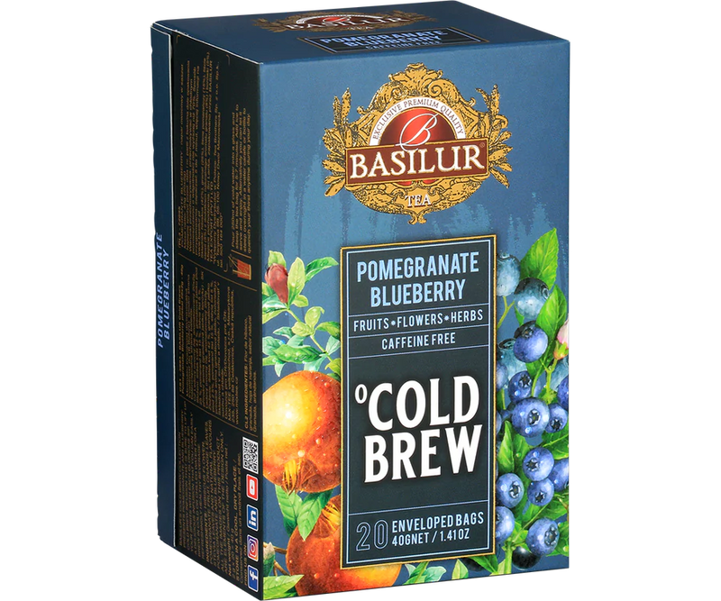 BASILUR TEA - Tea Bag - Cold Brew - Pomegranate Blueberry - Enveloped Tea Bags 20 Bags