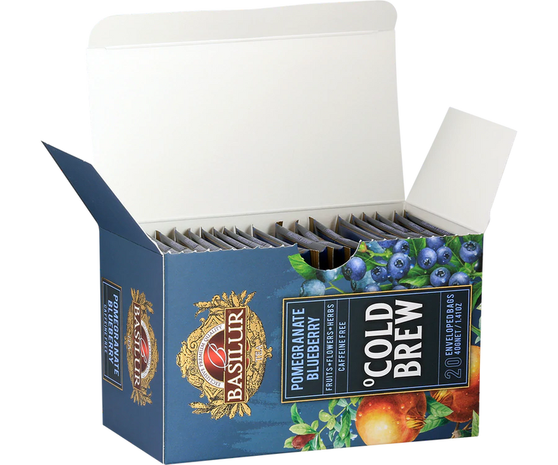 BASILUR TEA - Tea Bag - Cold Brew - Pomegranate Blueberry - Enveloped Tea Bags 20 Bags