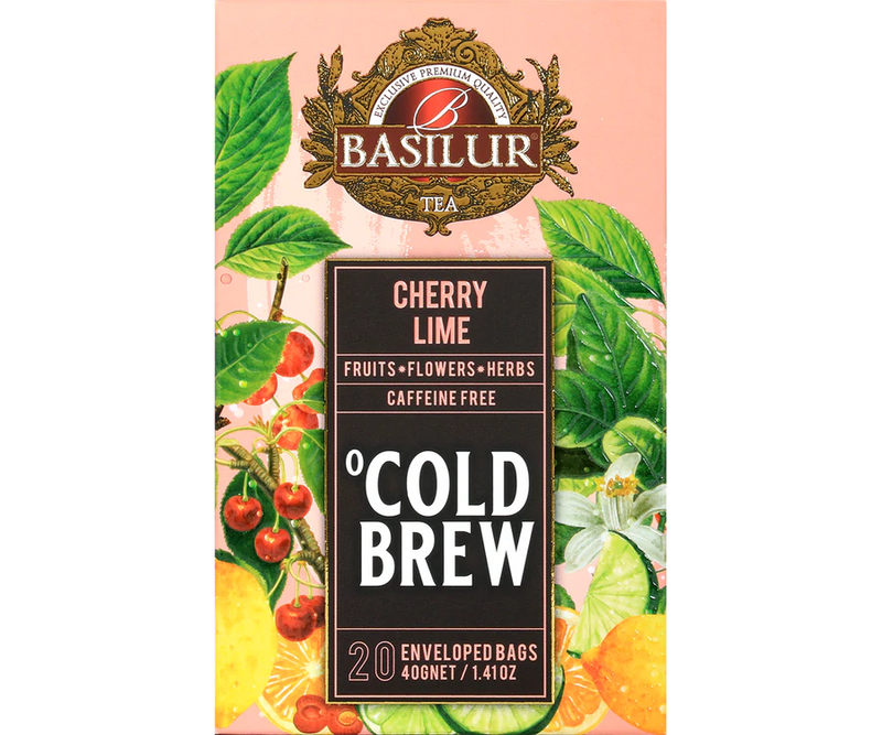 BASILUR TEA - Tea Bag - Cold Brew - Cherry Lime - Enveloped Tea Bags 20 Bags