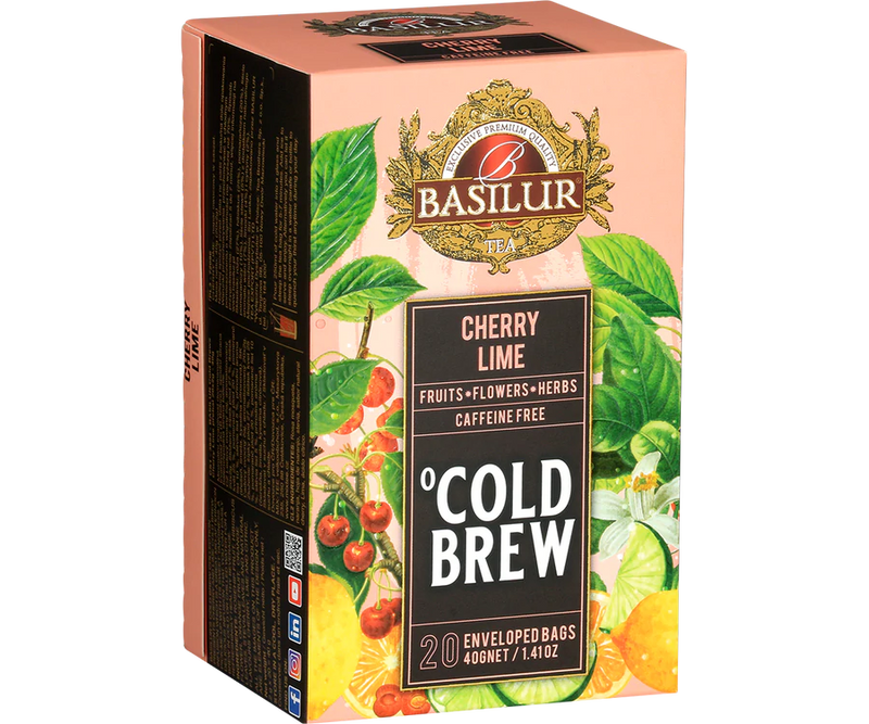 BASILUR TEA - Tea Bag - Cold Brew - Cherry Lime - Enveloped Tea Bags 20 Bags