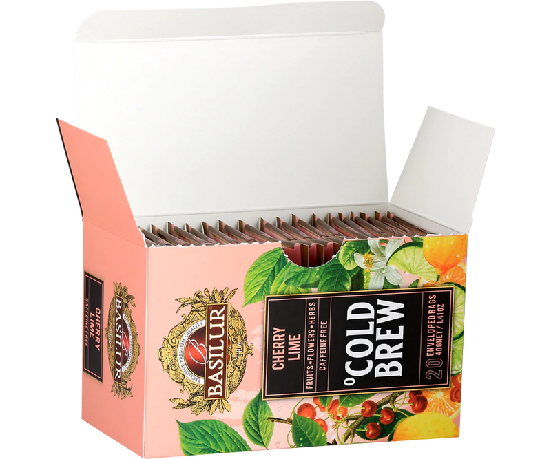 BASILUR TEA - Tea Bag - Cold Brew - Cherry Lime - Enveloped Tea Bags 20 Bags