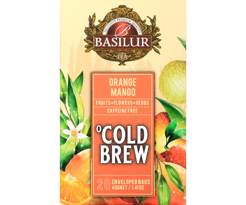 BASILUR TEA - Tea Bag - Cold Brew - Orange Mango - Enveloped Tea Bags 20 Bags