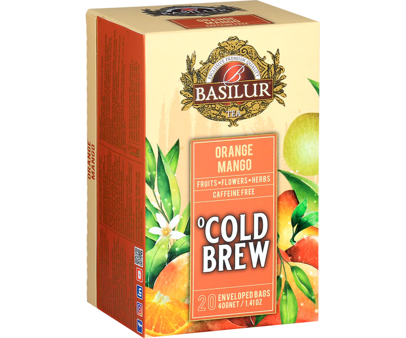 BASILUR TEA - Tea Bag - Cold Brew - Orange Mango - Enveloped Tea Bags 20 Bags