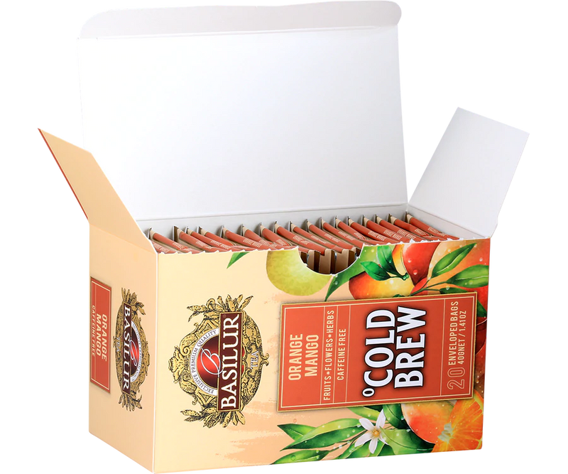 BASILUR TEA - Tea Bag - Cold Brew - Orange Mango - Enveloped Tea Bags 20 Bags