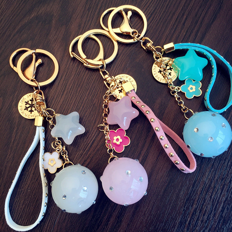 Korean Cartoon Cute Candy Color Keychain - Jelly Color Acrylic Bead Keyring - Bag Pendant