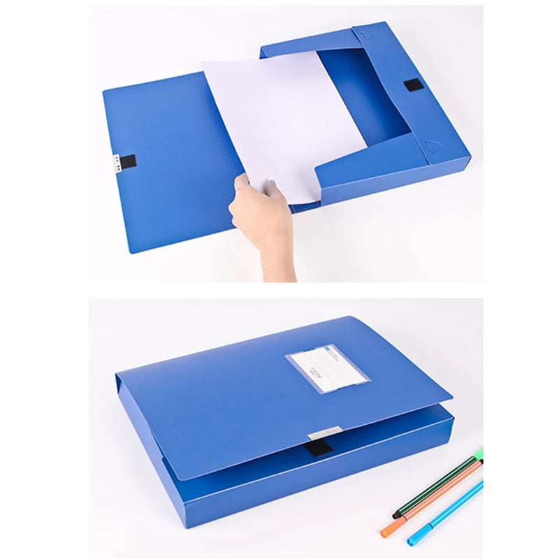 A4 PP Clip File Folder Portable Document File Box Storage Bag Lightweight - Business Organizer File Box School Office Supply