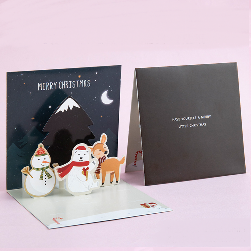 Christmas 3D Pop Up Card - Mini Creative Qute Christmas Greeting Card