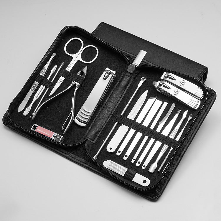 Travel Mini Manicure set - Nail Clipper set 20 in 1 - Stainless Steel Pedicure Care Grooming kit with Case