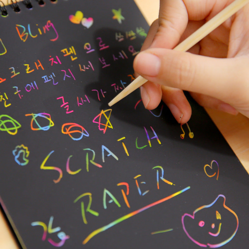 Colorful Scratch Drawing Notepad For Children - Creative DIY Black Pages Graffiti Notebook