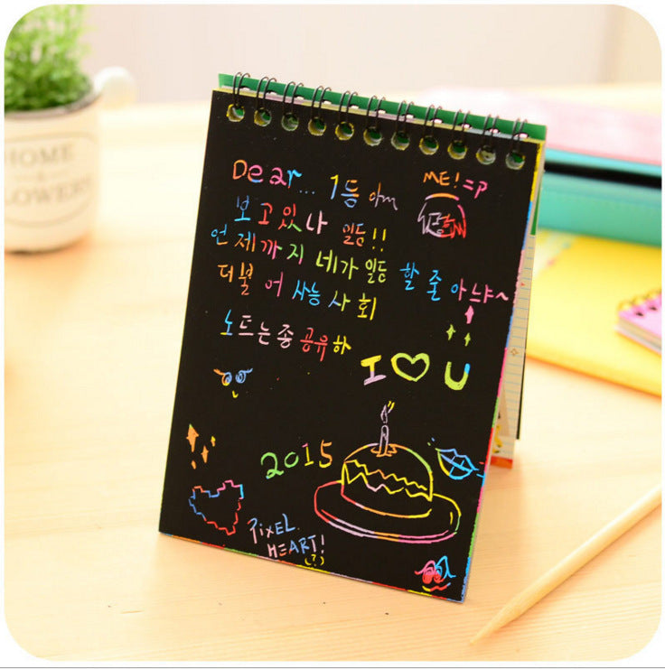 Colorful Scratch Drawing Notepad For Children - Creative DIY Black Pages Graffiti Notebook