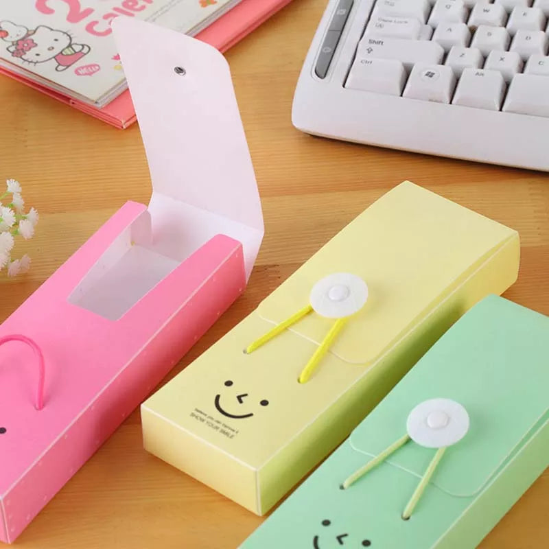 1 PC Smile Push Cover Pencil Case - Candy Color PVC Pencil Case - Students Pencil Box Promotional School Stationery Mini Portable Box