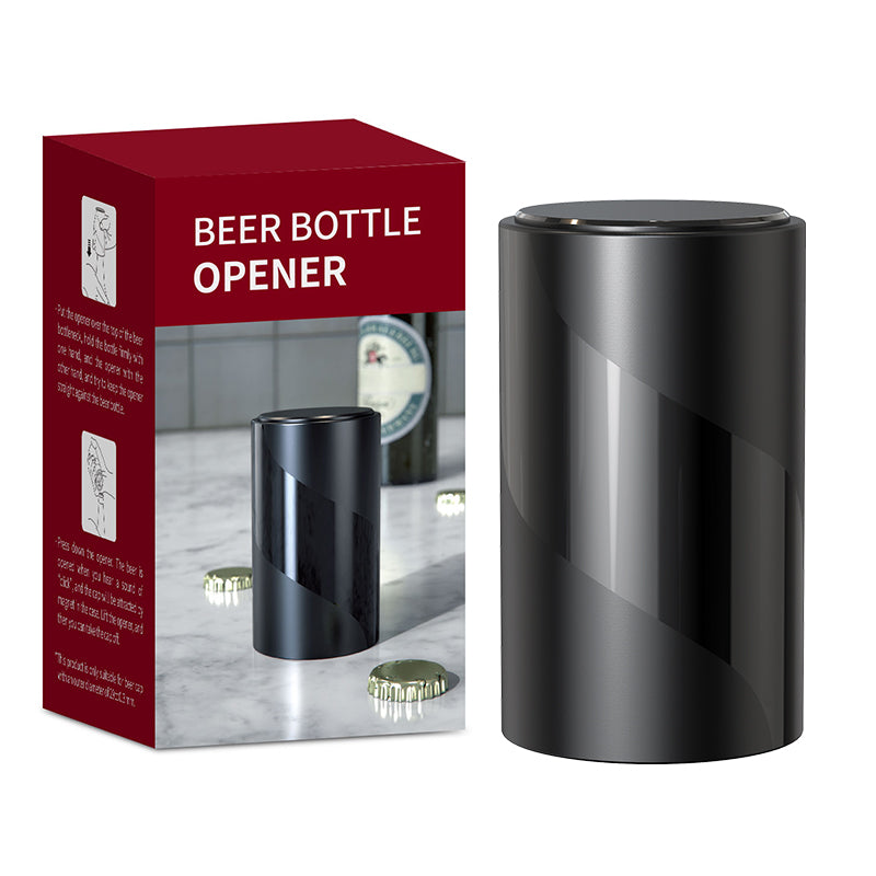 Automatic Beer Bottle Opener - Easy to Open the Cap - Magnet Adsorption - with Push Type Automatic Cap Opener - Easy to Press the Bottle Cap to Pop Out Automatically