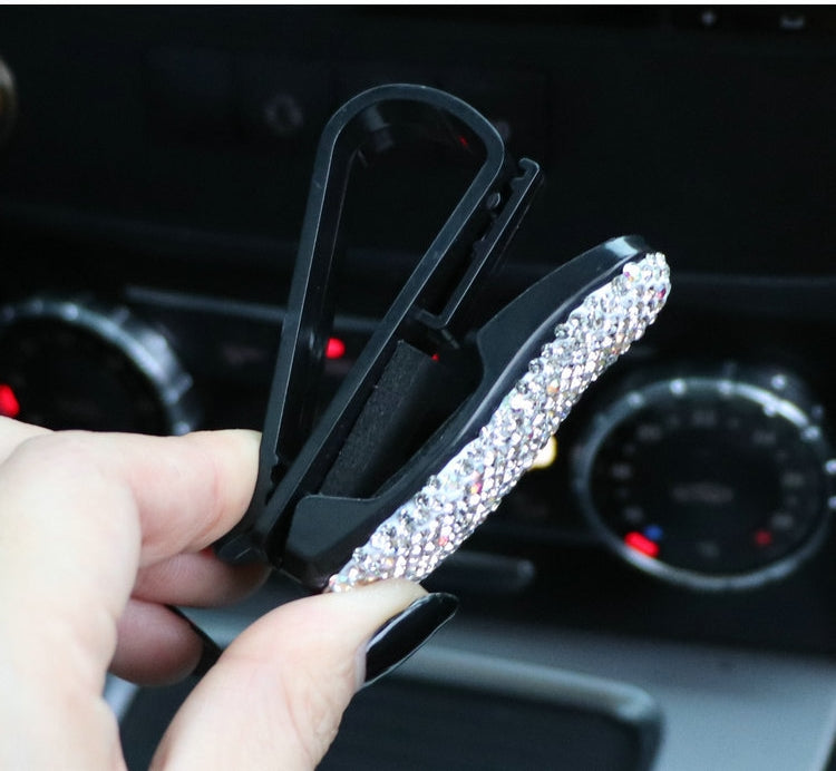 Glasses Holders for Car Sun Visor - Bling Bling Diamond Sunglasses Eyeglasses Mount with Ticket Card Clip