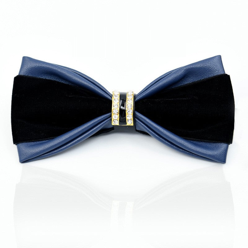 Bow Tie with Gift Box - PU Material Business Bow Tie - Wedding Party Host Trendy - Blue