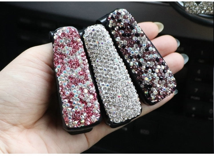 Glasses Holders for Car Sun Visor - Bling Bling Diamond Sunglasses Eyeglasses Mount with Ticket Card Clip