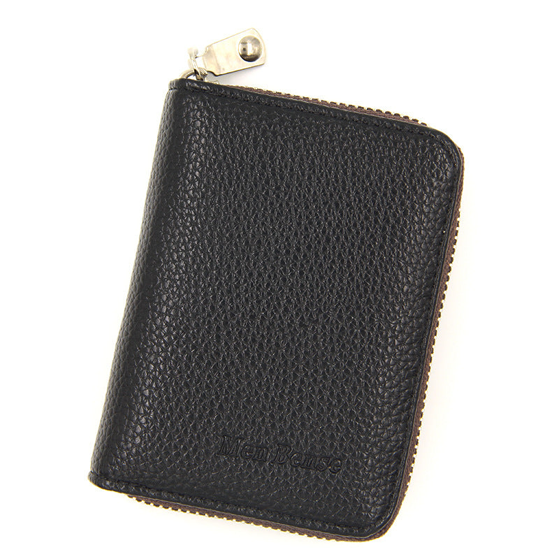 Organ Card Holder - Artificial Leather - Fashion Simple Card Holder -  Zipper Small Wallet - Black