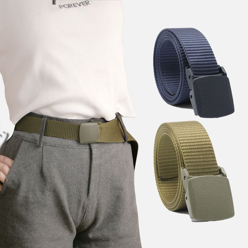 Nylon Belt - Plastic Buckle Hypoallergenic Canvas Quick Dry Belt - Lightweight Outdoor Sports Leisure Belt - Green