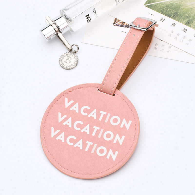Round Faux Leather Luggage Tag -  Durable Suitcase ID Tag