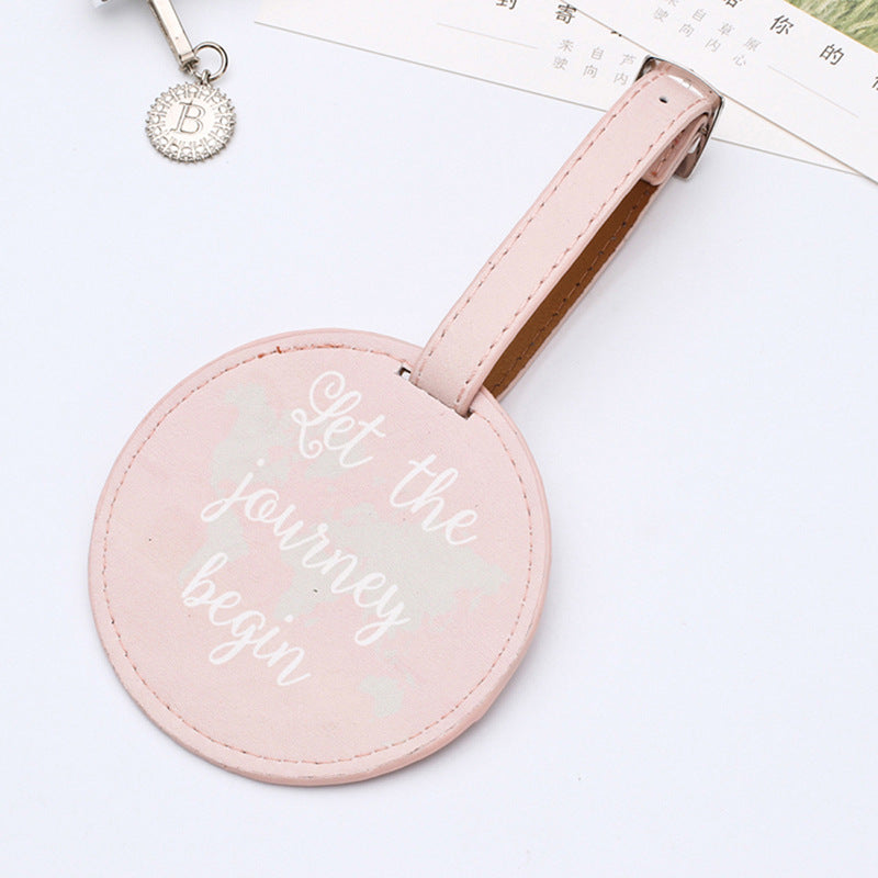 Round Faux Leather Luggage Tag -  Durable Suitcase ID Tag