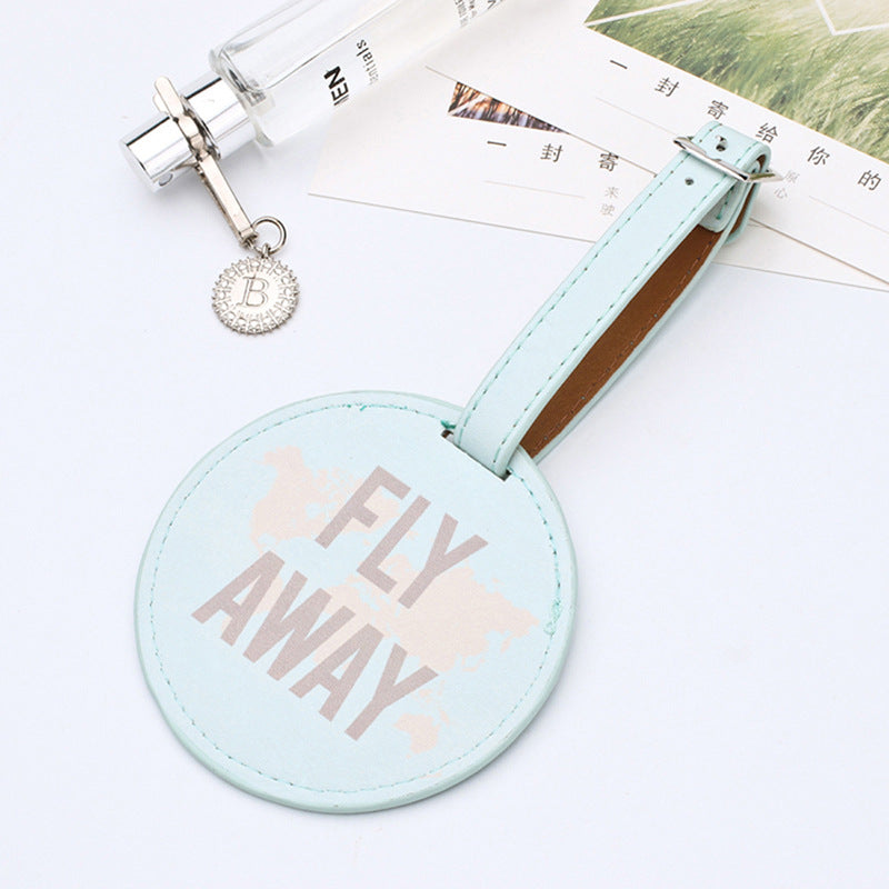 Round Faux Leather Luggage Tag -  Durable Suitcase ID Tag