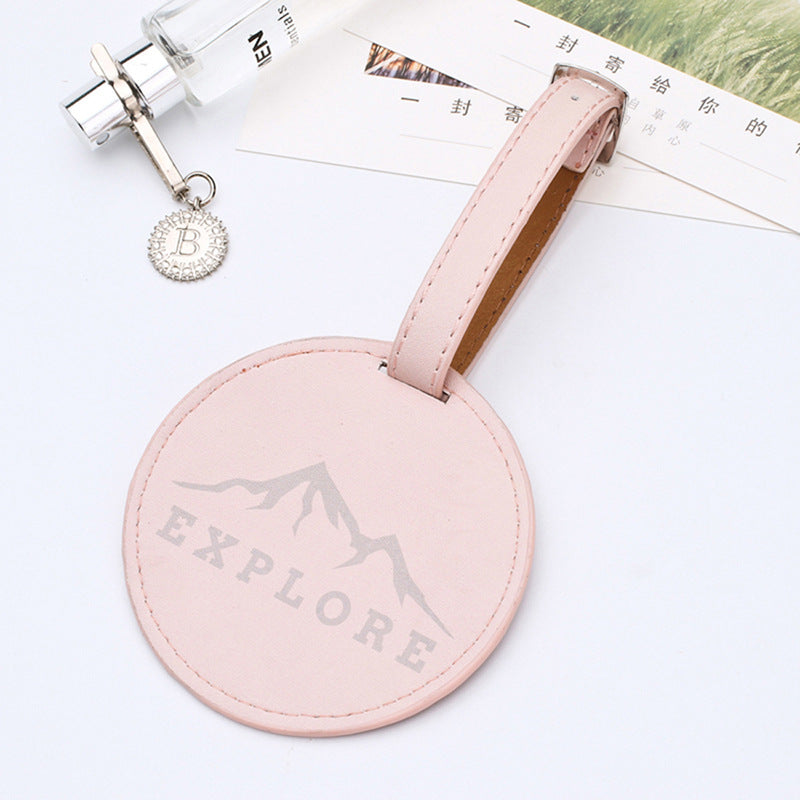Round Faux Leather Luggage Tag -  Durable Suitcase ID Tag