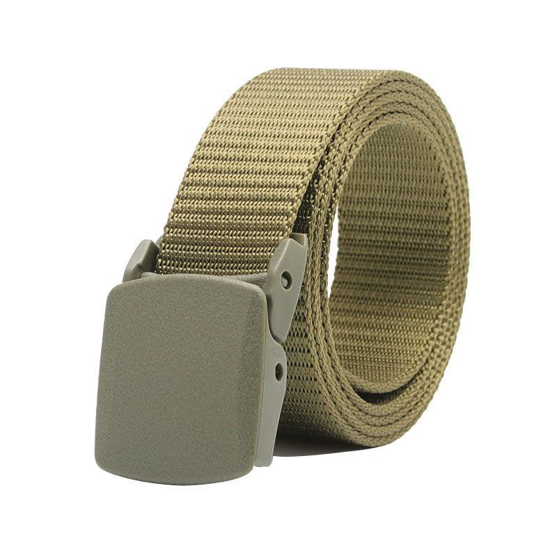 Nylon Belt - Plastic Buckle Hypoallergenic Canvas Quick Dry Belt - Lightweight Outdoor Sports Leisure Belt - Green