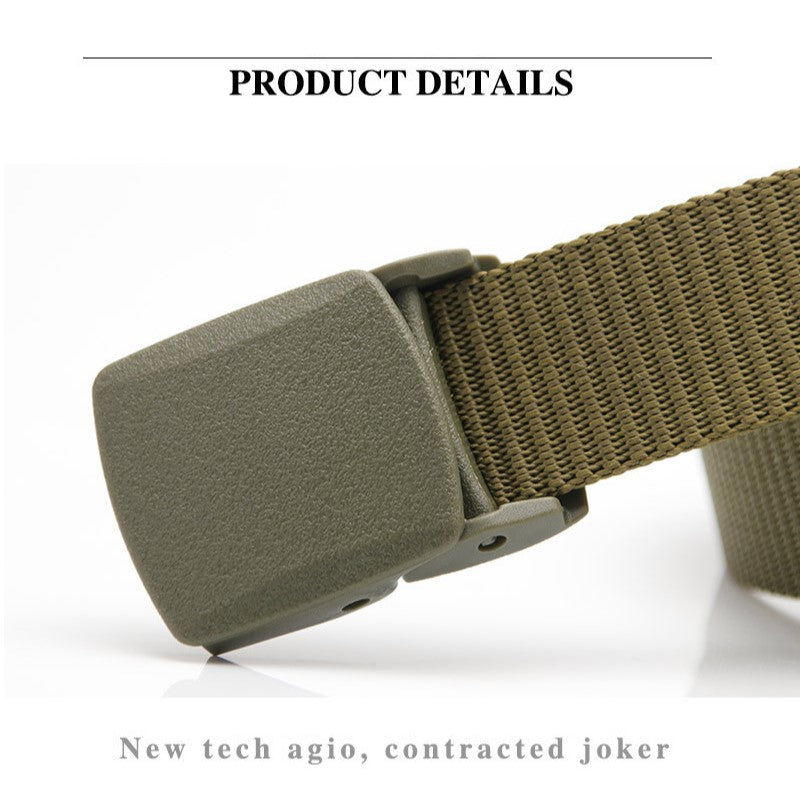 Nylon Belt - Plastic Buckle Hypoallergenic Canvas Quick Dry Belt - Lightweight Outdoor Sports Leisure Belt - Grey