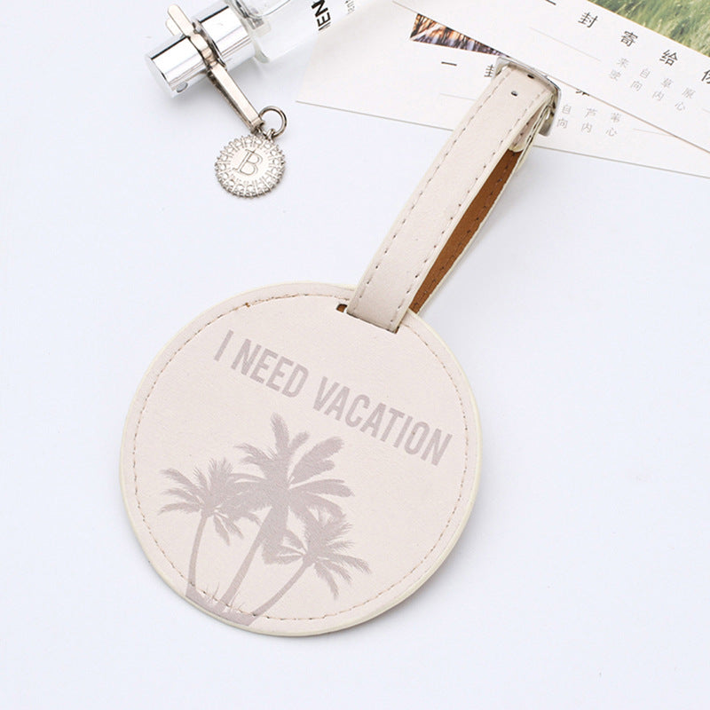 Round Faux Leather Luggage Tag -  Durable Suitcase ID Tag
