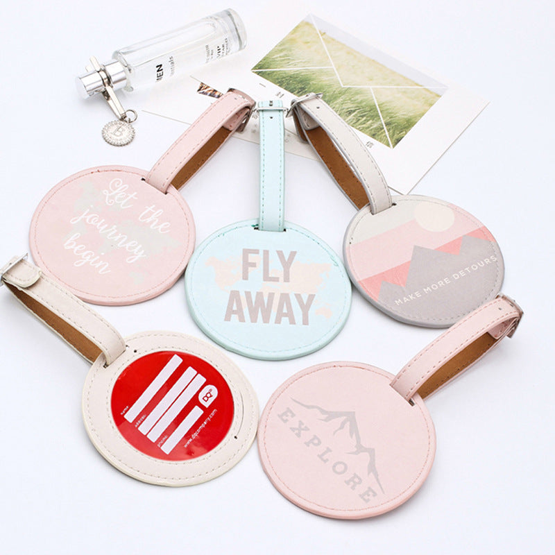 Round Faux Leather Luggage Tag -  Durable Suitcase ID Tag