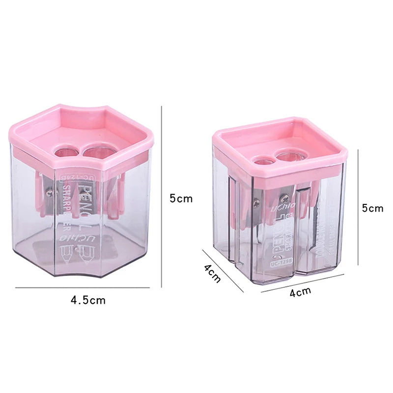 1 PC Cute Morandi Color Geometry Double Hole Pencil Sharpener - Office And School Supplies Creative Stationery