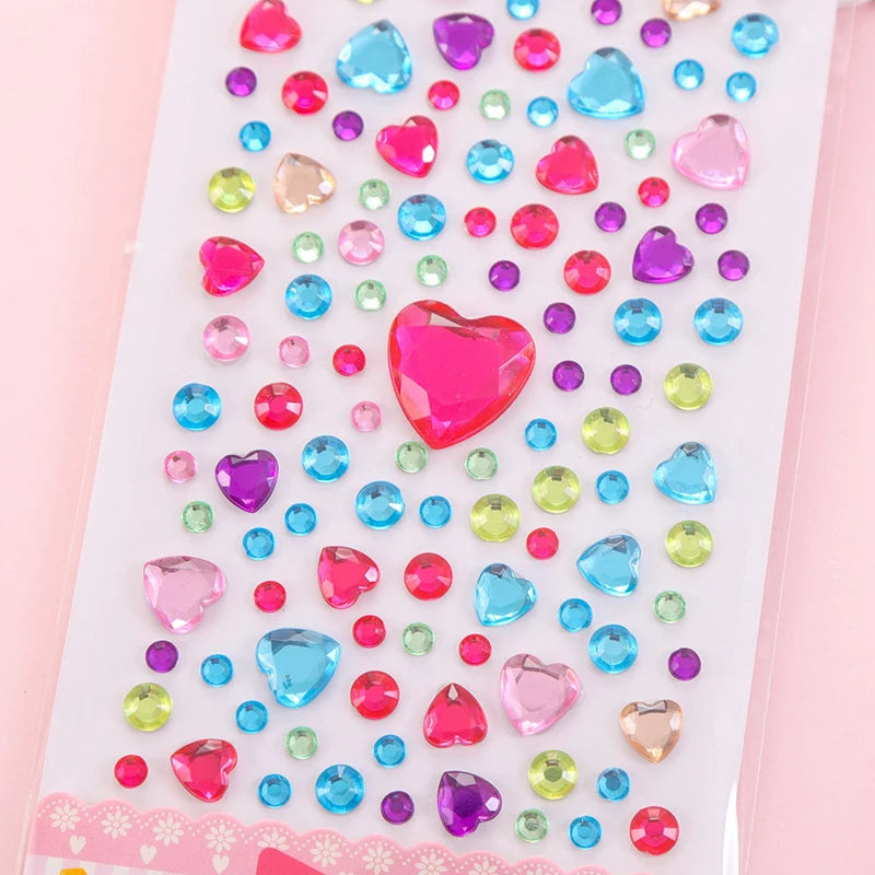 1 Sheet Sticker Rhinestones Acrylic Beads Scrapbooking Car Book Memo Decoration - Kids Toy DIY Art Craft - Style B