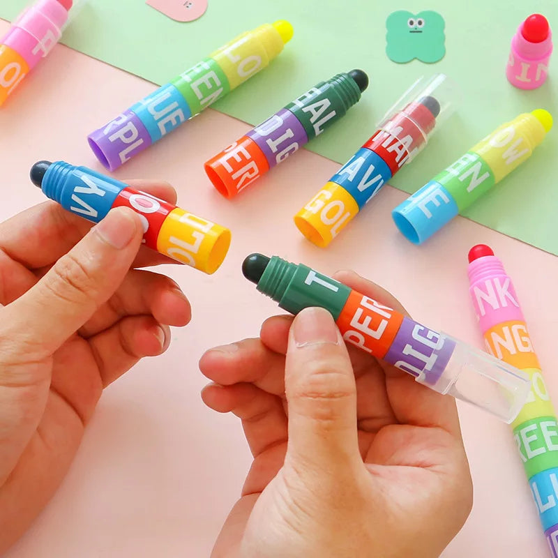 1 PC Highlighter Marker Pen - Six Color In One Creative Stitching Solid Fluorescent Pen - Graffiti Painting Pens Cute Stationery