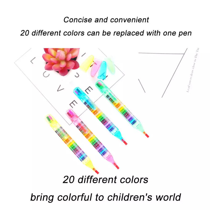 1 PC 20-Color Kawaii Crayons Oil Pastel Random Color - Creative Colored Graffiti Pen For Student School Painting Drawing Cute Stationery Supplies