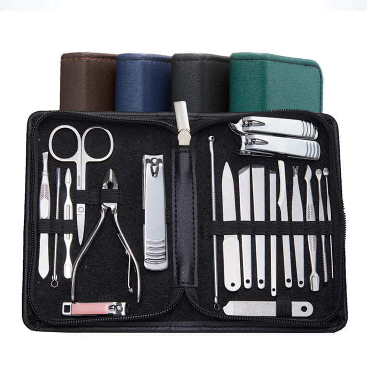 Travel Mini Manicure set - Nail Clipper set 20 in 1 - Stainless Steel Pedicure Care Grooming kit with Case